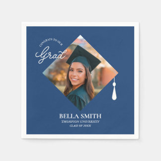 Elegant Modern Calligraphy Custom Graduation Photo Serviette