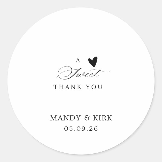 Elegant Modern Calligraphy Wedding Favor Sticker (Vorderseite)
