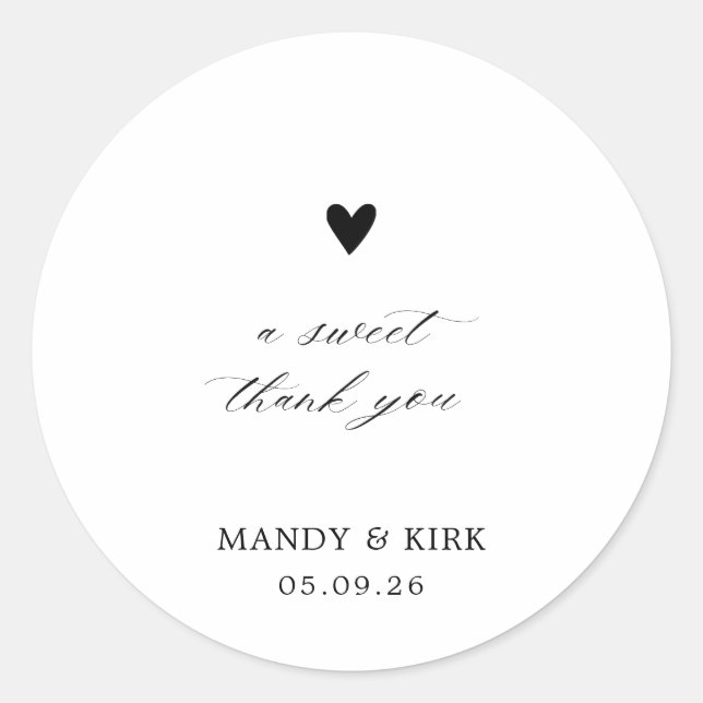 Elegant Modern Calligraphy Wedding Favor Sticker (Vorderseite)