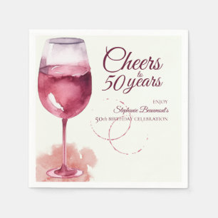 Elegant Modern Cheers Red Wine 50. Geburtstagspart Serviette