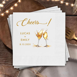 Elegant Modern Cheers Script Glasses Wedding Serviette