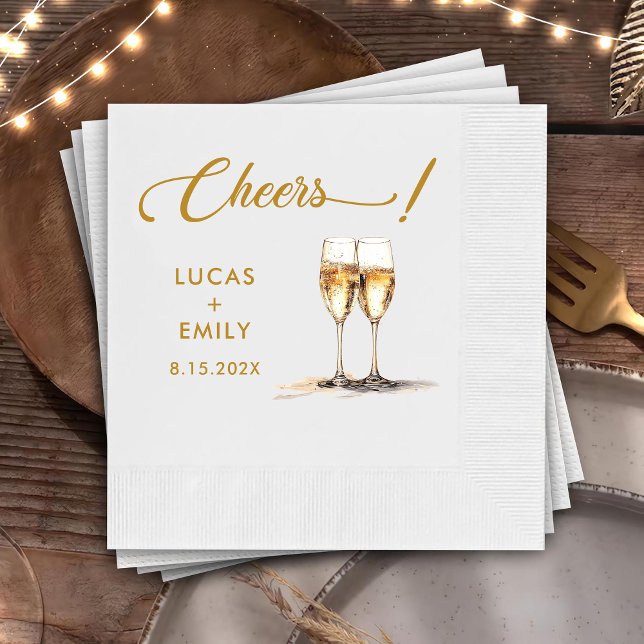 Elegant Modern Cheers Script Glasses Wedding Serviette (Von Creator hochgeladen)
