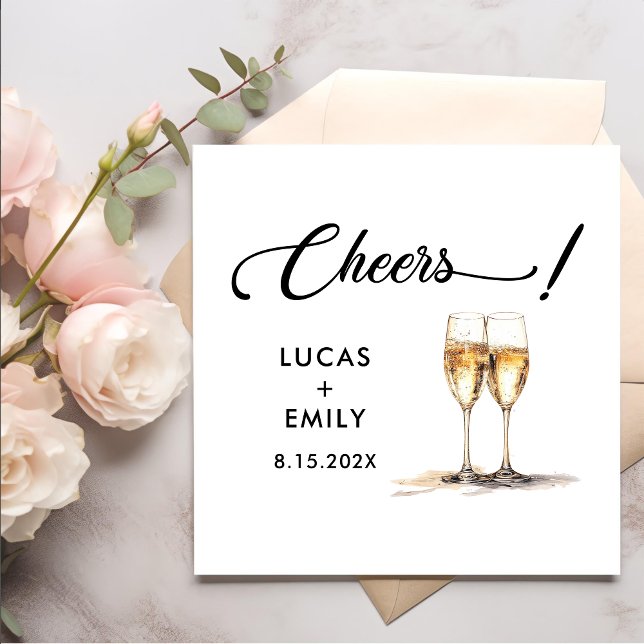 Elegant Modern Cheers Script Glasses Wedding Serviette (Von Creator hochgeladen)