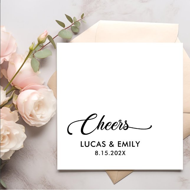 Elegant Modern Cheers Script Minimalistisch Weddin Serviette (Von Creator hochgeladen)