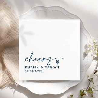 Elegant Modern Cheers Script Minimalistisch Weddin Serviette