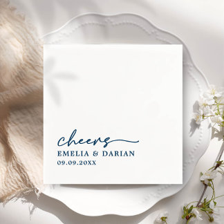 Elegant Modern Cheers Script Minimalistisch Weddin Serviette