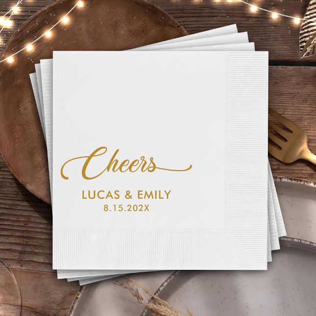 Elegant Modern Cheers Script Minimalistisch Weddin Serviette (Von Creator hochgeladen)