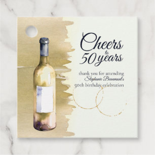 Elegant Modern Cheers White Wine 50. Geburtstag Geschenkanhänger