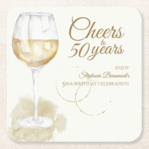 Elegant Modern Cheers White Wine 50. Geburtstag