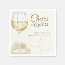 Elegant Modern Cheers White Wine 50. Geburtstag