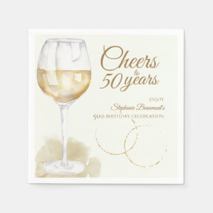 Elegant Modern Cheers White Wine 50. Geburtstag Serviette