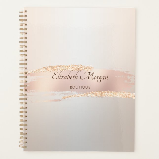 Elegant Modern,Chic Roségold-Pinselstrich Planer (Vorderseite)