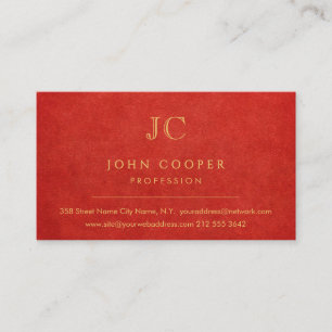 Elegant Modern Chic Rot und Gold Visitenkarte