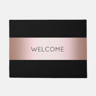Elegant modern chick rose gold & black strip fußmatte
