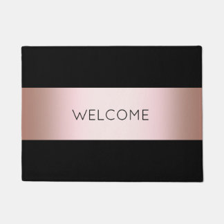 Elegant modern chick rose gold & black strip fußmatte