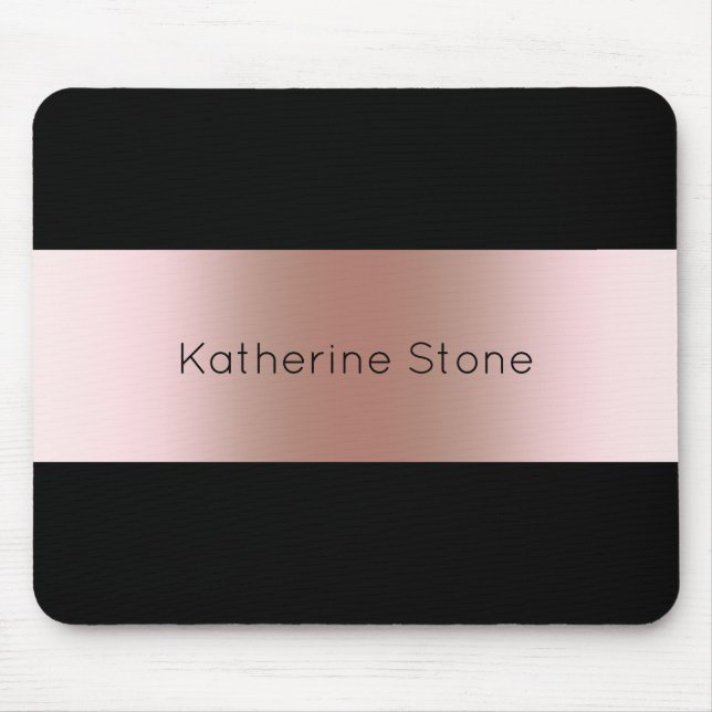 Elegant modern chick rose gold & black strip mousepad (Vorne)