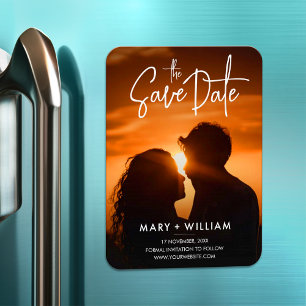 Elegant Modern Classic Photo Wedding Save The Date Magnet