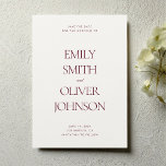 Elegant Modern Clean Burgundy Red Wedding Save The Date<br><div class="desc">Elegant Modern Simple Burgundy Red Non-Photo Wedding Save the Date Invitation Template</div>