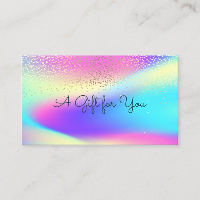 Elegant Modern Confetti farbenfroh Ombre Holograph Rabattkarte (Vorderseite)