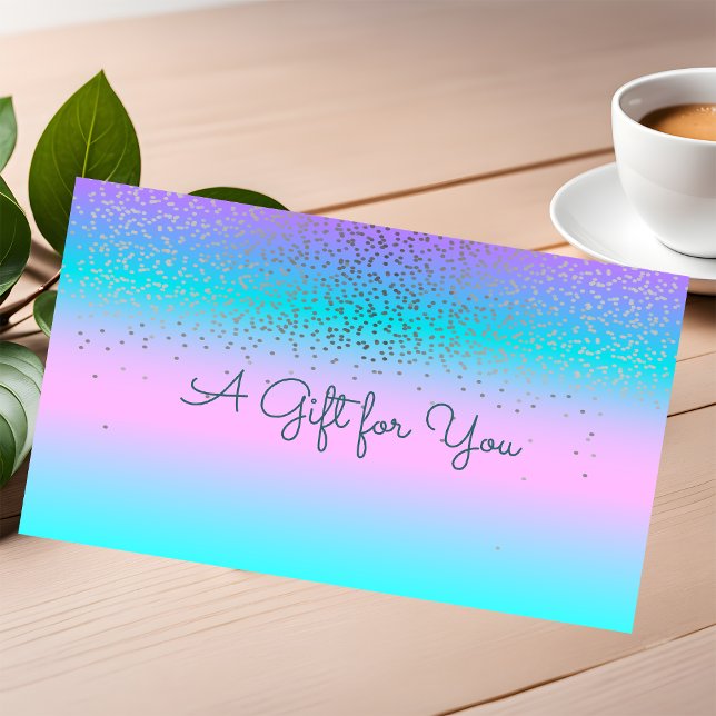 Elegant Modern Confetti Holographic Ombre Rabattkarte (Von Creator hochgeladen)
