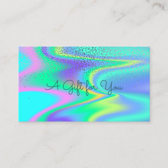 Elegant Modern Confetti Holographic Rabattkarte (Vorderseite)