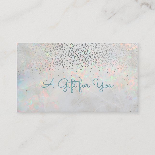 Elegant Modern Confetti Opal Holographic Rabattkarte (Vorderseite)