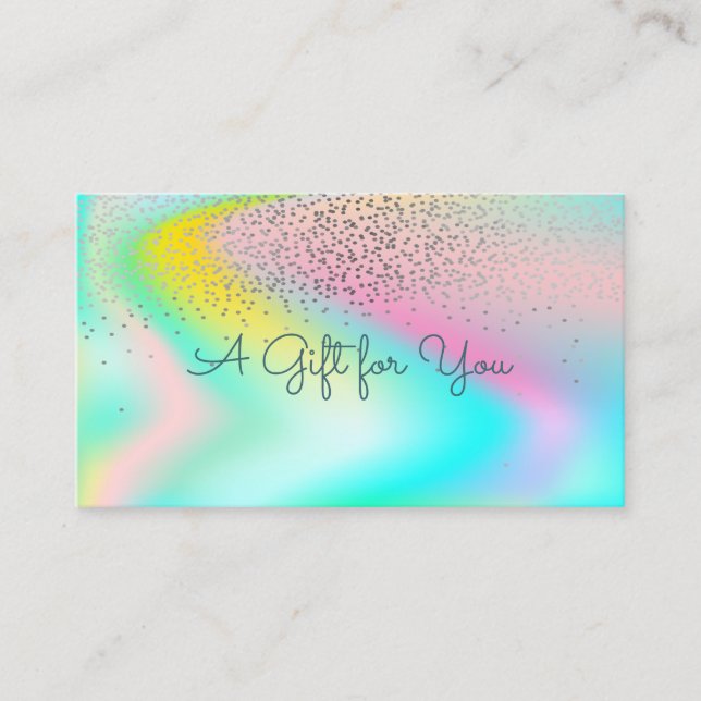 Elegant Modern Confetti Rainbow Holographic Rabattkarte (Vorderseite)