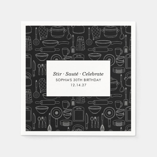 Elegant Modern Cooking Party Chef Birthday Party Serviette (Vorderseite)