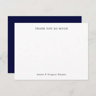 Elegant Modern Couple Navy Blue Vielen Dank Mitteilungskarte
