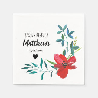 Elegant Modern Custom Floral Wedding Serviette