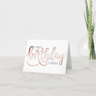 Elegant Modern Custom Rose Gold Birthday Karte