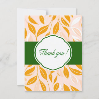 Elegant Modern Dankeschön Card mit Leaf-Mustern Postkarte