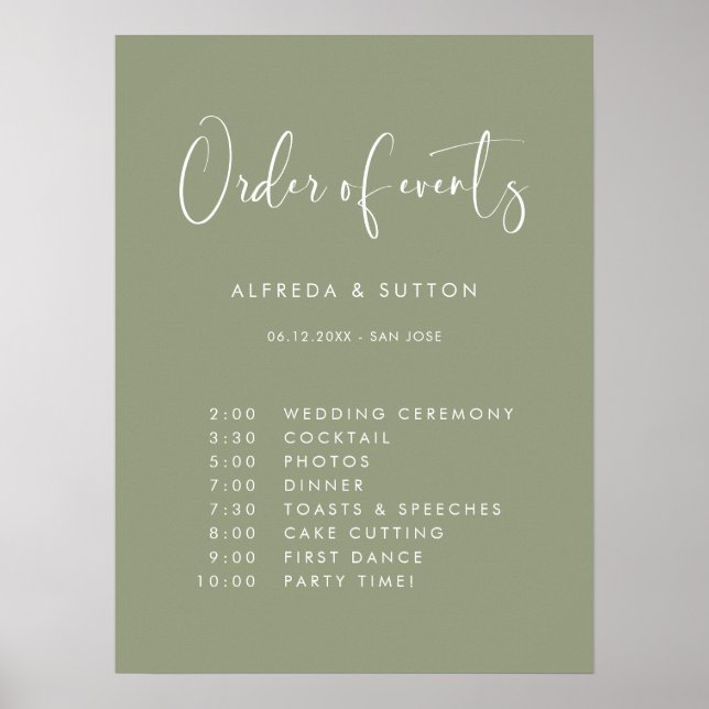 Elegant Modern Design Hochzeit Poster (Vorne)
