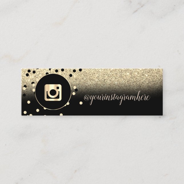 Elegant modern ,Dots, Gold Glitzer Instagram Mini Visitenkarte (Vorderseite)