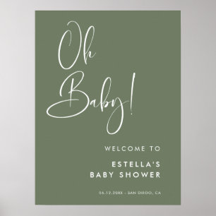 Elegant & modern dunkel Sage Green Oh Baby Poster