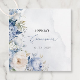Elegant Modern Dusty Blue Floral Quinceñera Geschenkanhänger