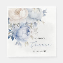 Elegant Modern Dusty Blue Floral Quinceñera