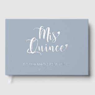 Elegant Modern Dusty Blue Quinceañera Gästebuch