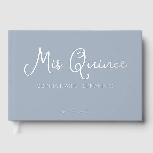 Elegant Modern Dusty Blue Quinceañera Gästebuch