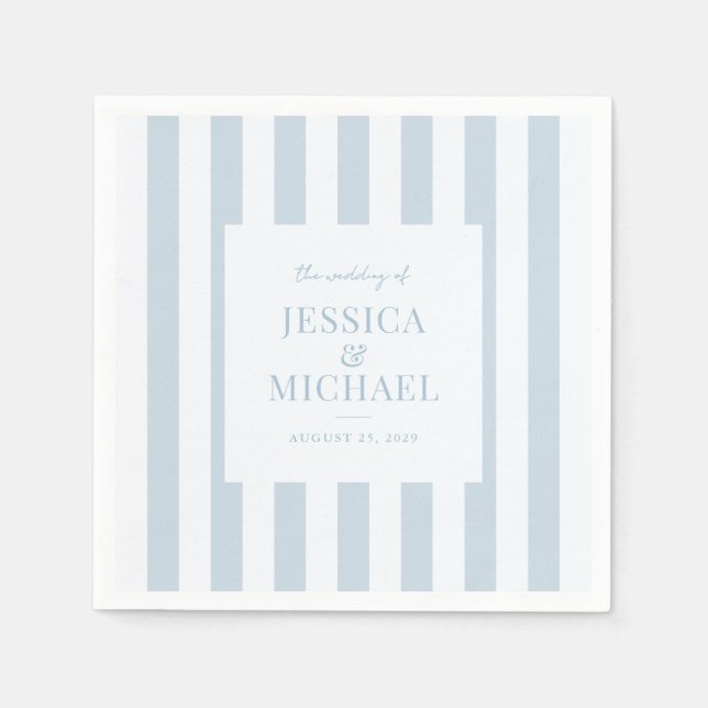 Elegant Modern Dusty Blue Striped Wedding Serviette (Vorderseite)