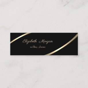 Elegant Modern Einfach, Schwarz, Goldene Streifen Mini Visitenkarte