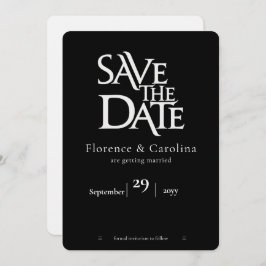 Elegant Modern einfach Schwarz & Weiß Save The Date
