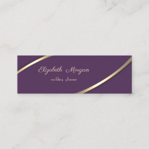 Elegant Modern Einfach, Violett, Goldene Streifen Mini Visitenkarte