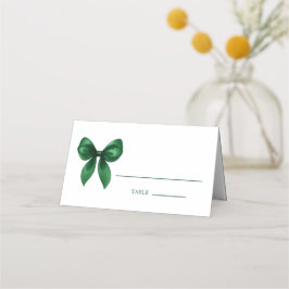 Elegant Modern Emerald Green Coquette Bow Platzkarte