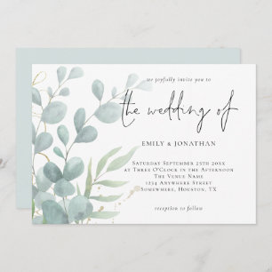 Elegant Modern Eucalyptus Powder Blue Wedding Invi Einladung