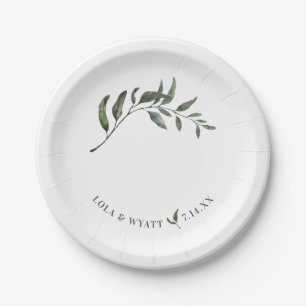 Elegant Modern Eukalyptus Greenerity Wedding Pappteller