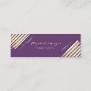 Elegant Modern ,Falsches Gold,Streifen,Violett Mini Visitenkarte