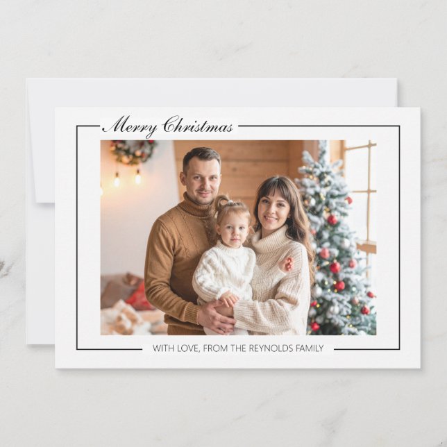 Elegant Modern Family Flat Christmas Greeting Card Dankeskarte (Vorderseite)