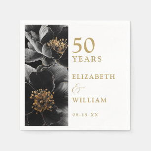 Elegant Modern Floral Gold 50 Jahre Jubiläum Serviette