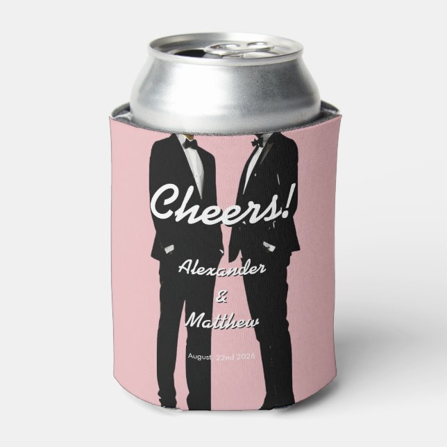 Elegant Modern Gay Men Wedding Rainbow Dosenkühler (Kanne Vorderseite)